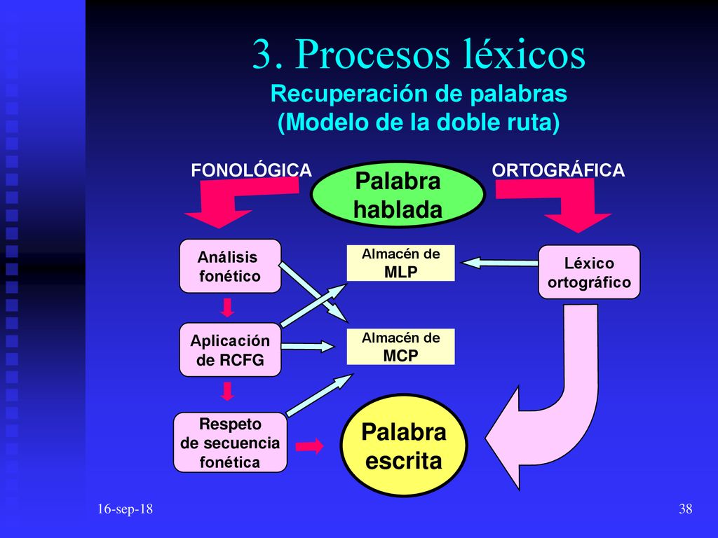 3. Procesos léxicos Recuperación de palabras (Modelo de la doble ruta)