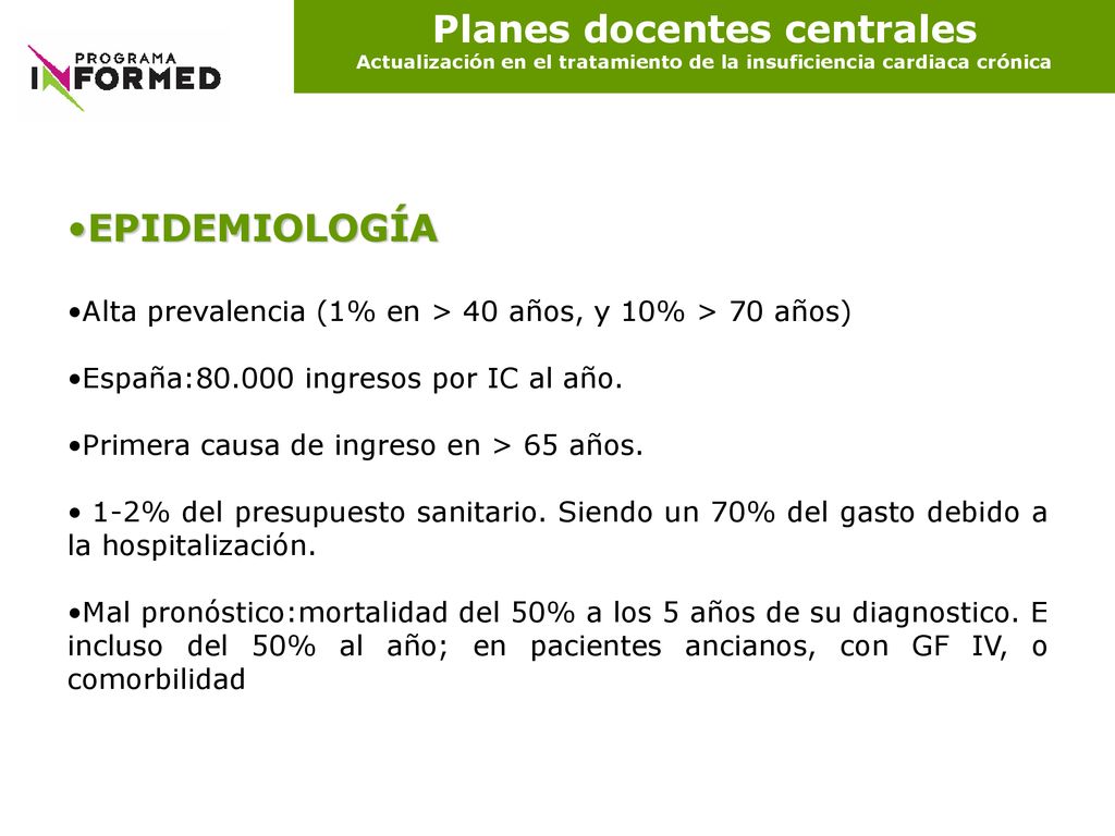 Planes docentes centrales Actualización en el tratamiento de la insuficiencia cardiaca crónica