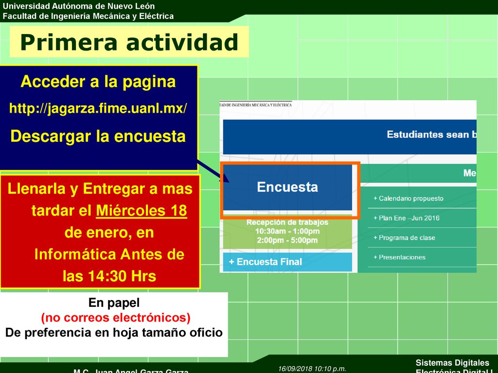 (no correos electrónicos) De preferencia en hoja tamaño oficio