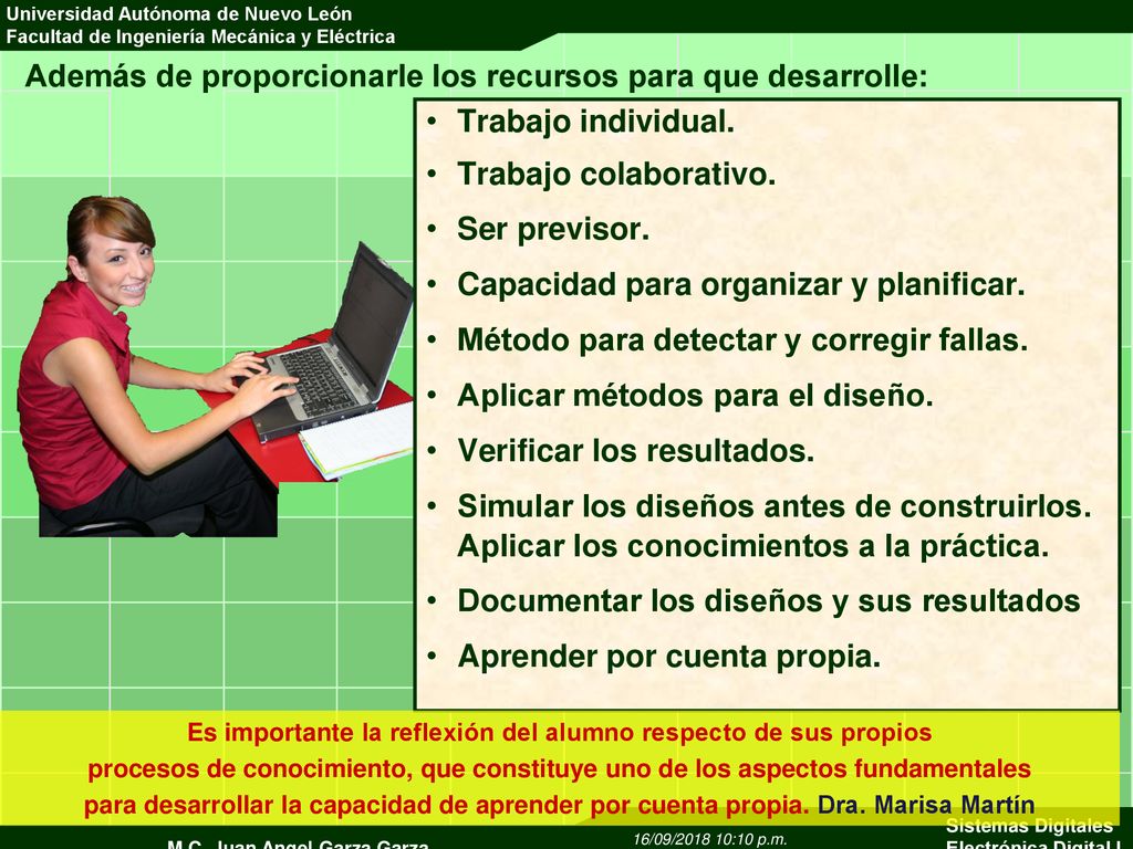 Es importante la reflexión del alumno respecto de sus propios