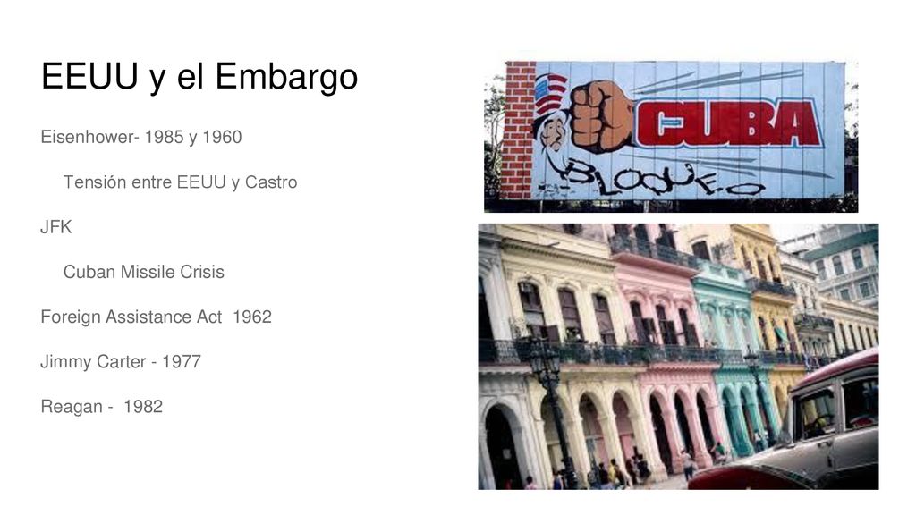 EEUU y el Embargo Eisenhower y 1960 Tensión entre EEUU y Castro
