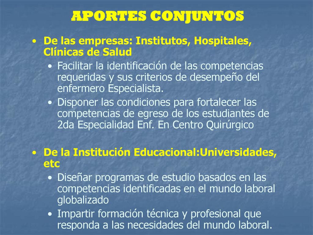 APORTES CONJUNTOS De las empresas: Institutos, Hospitales, Clínicas de Salud.