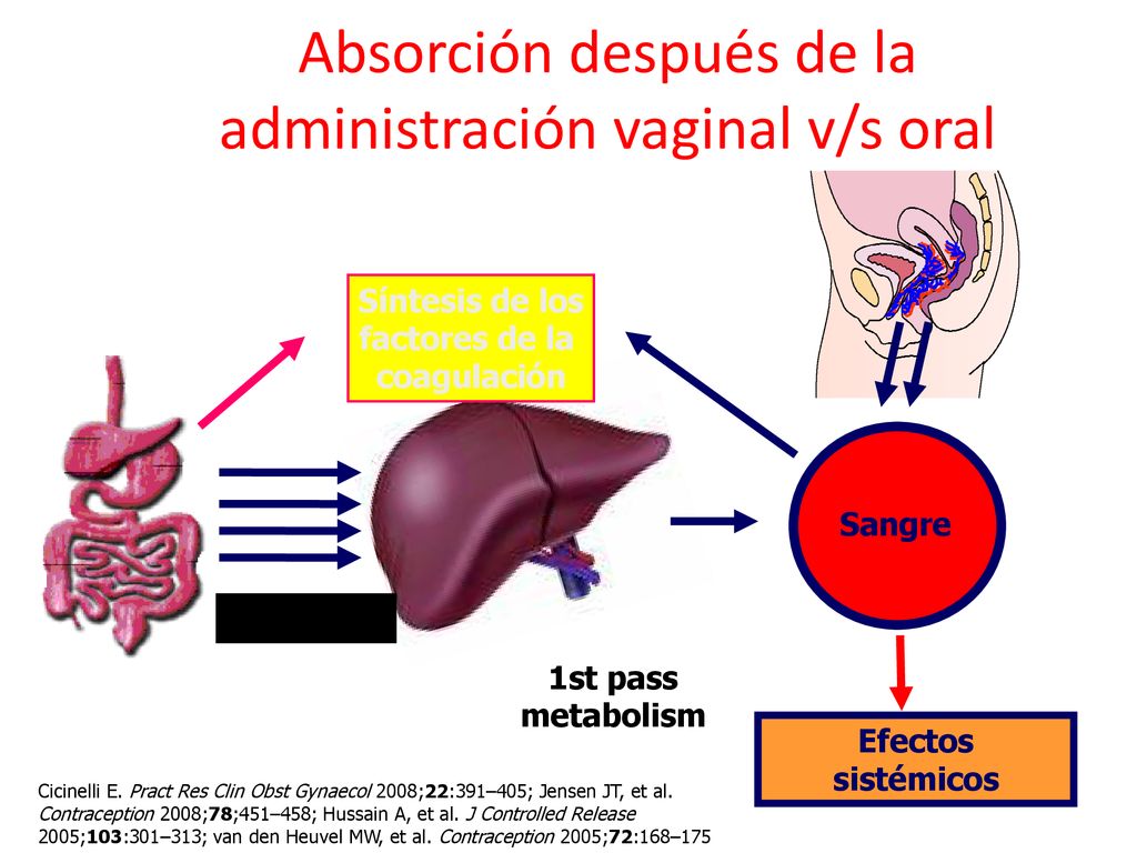 Absorción después de la administración vaginal v/s oral