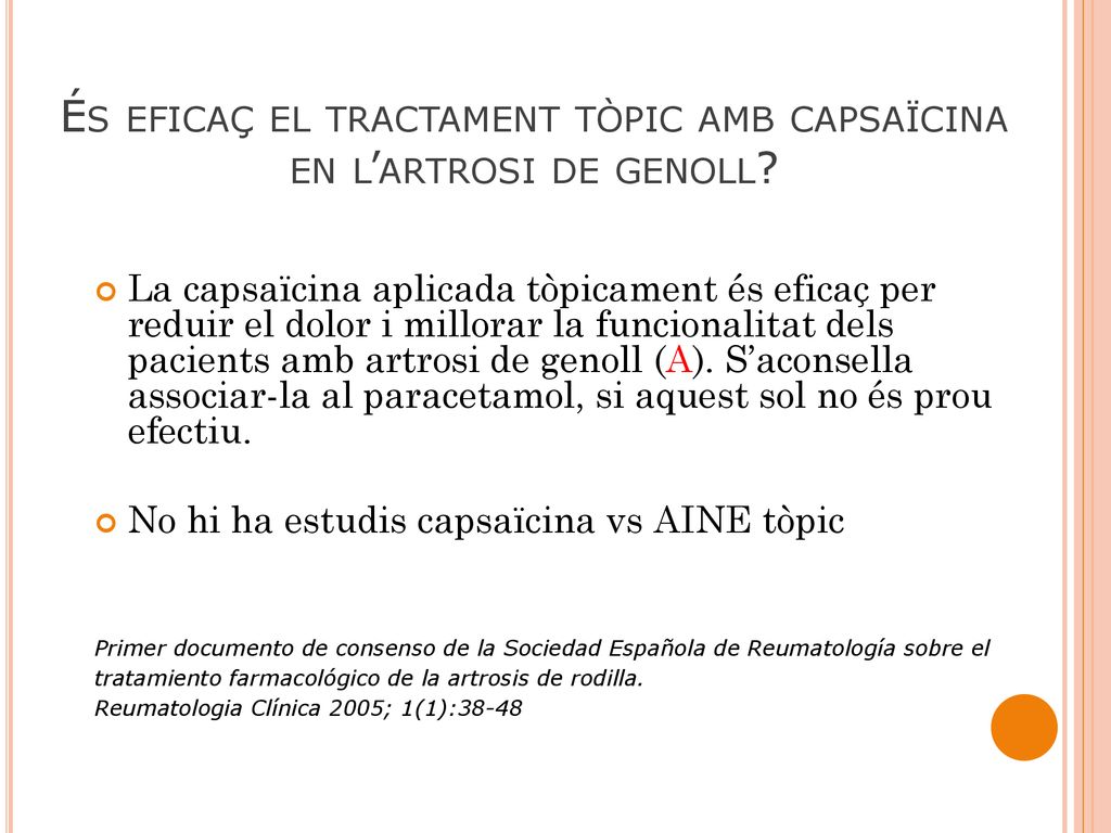 És eficaç el tractament tòpic amb capsaïcina en l’artrosi de genoll
