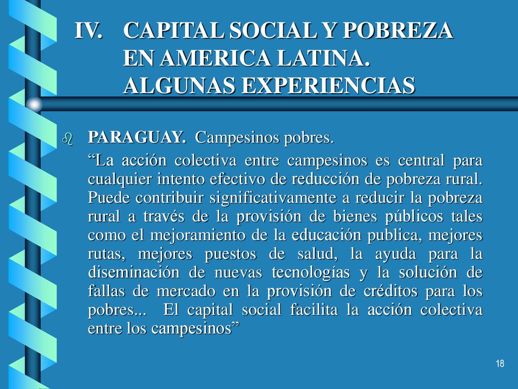IV. CAPITAL SOCIAL Y POBREZA EN AMERICA LATINA. ALGUNAS EXPERIENCIAS