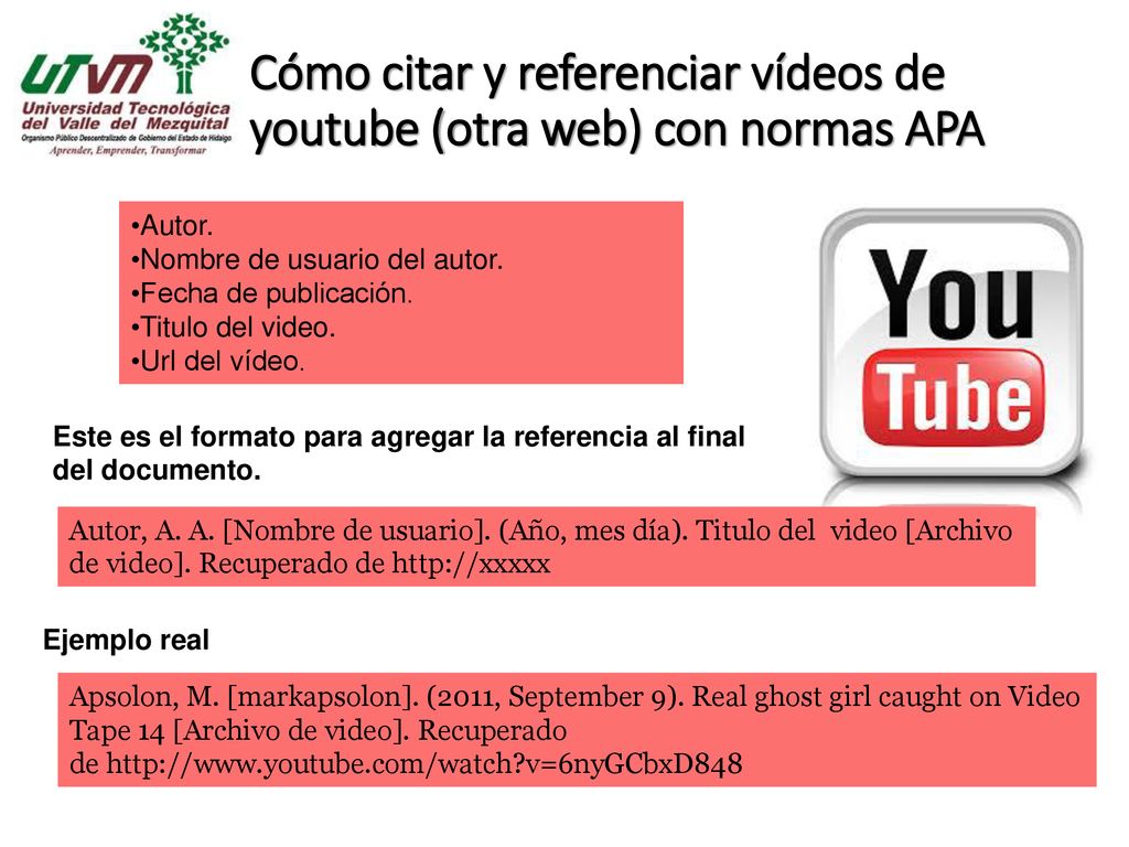 Cómo citar y referenciar vídeos de youtube (otra web) con normas APA
