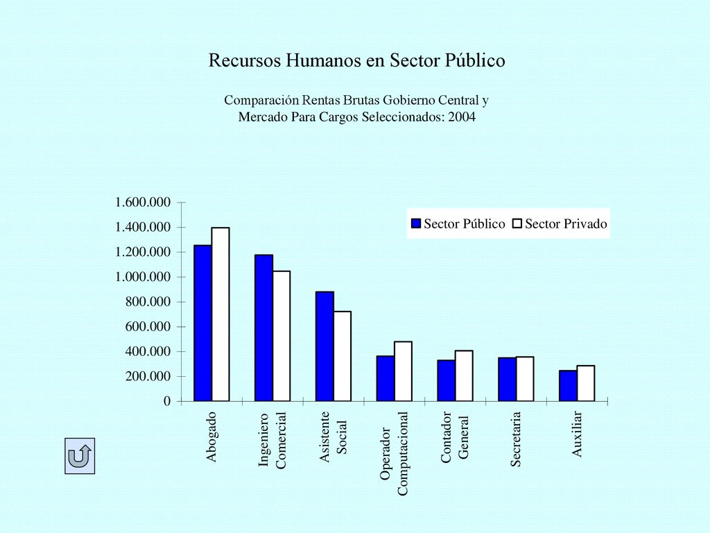 Recursos Humanos en Sector Público Comparación Rentas Brutas Gobierno Central y Mercado Para Cargos Seleccionados: 2004