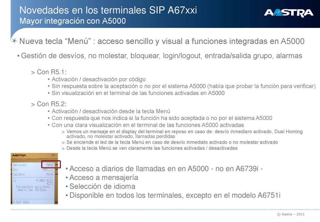 Novedades en los terminales SIP A67xxi Mayor integración con A5000