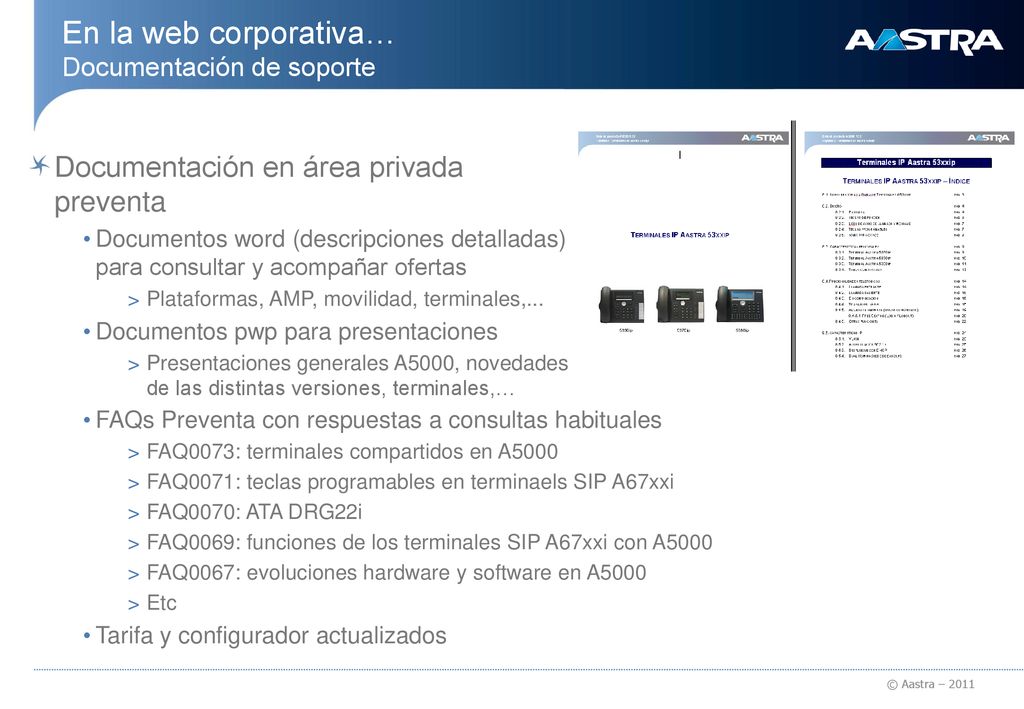 En la web corporativa… Documentación de soporte