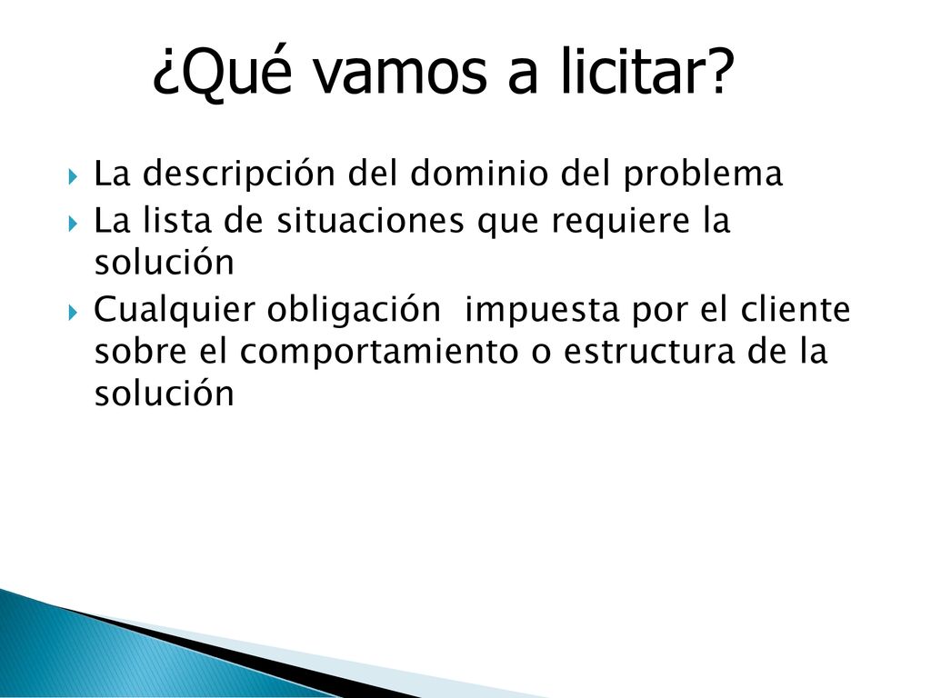 ¿Qué vamos a licitar La descripción del dominio del problema