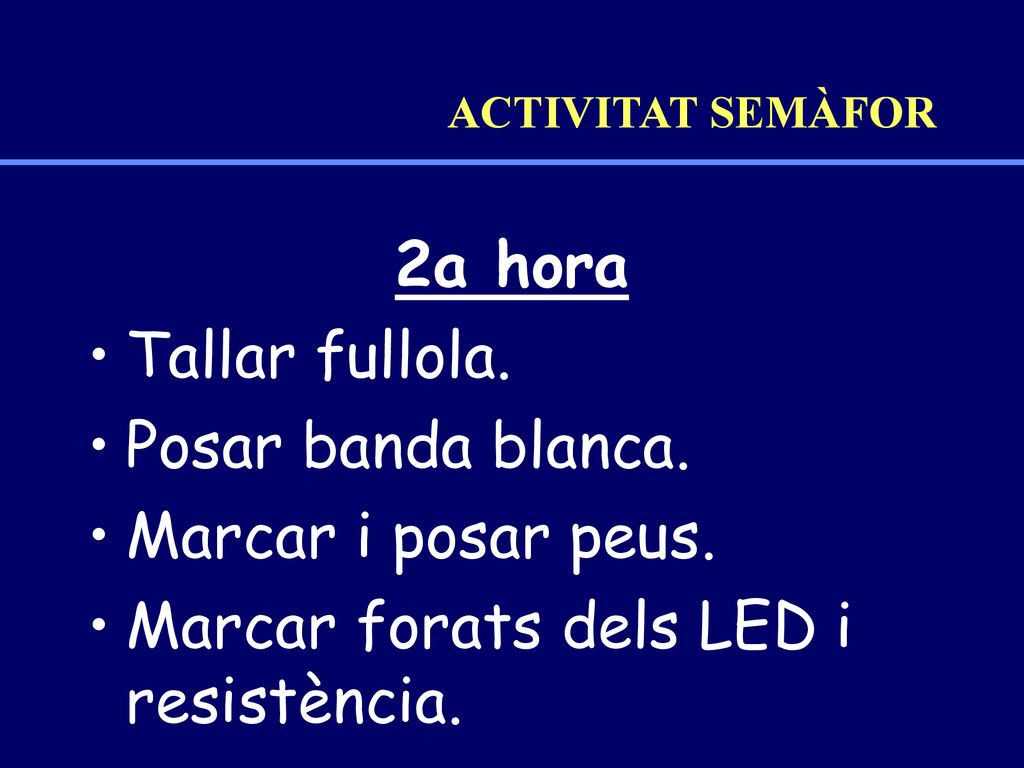 Marcar forats dels LED i resistència.