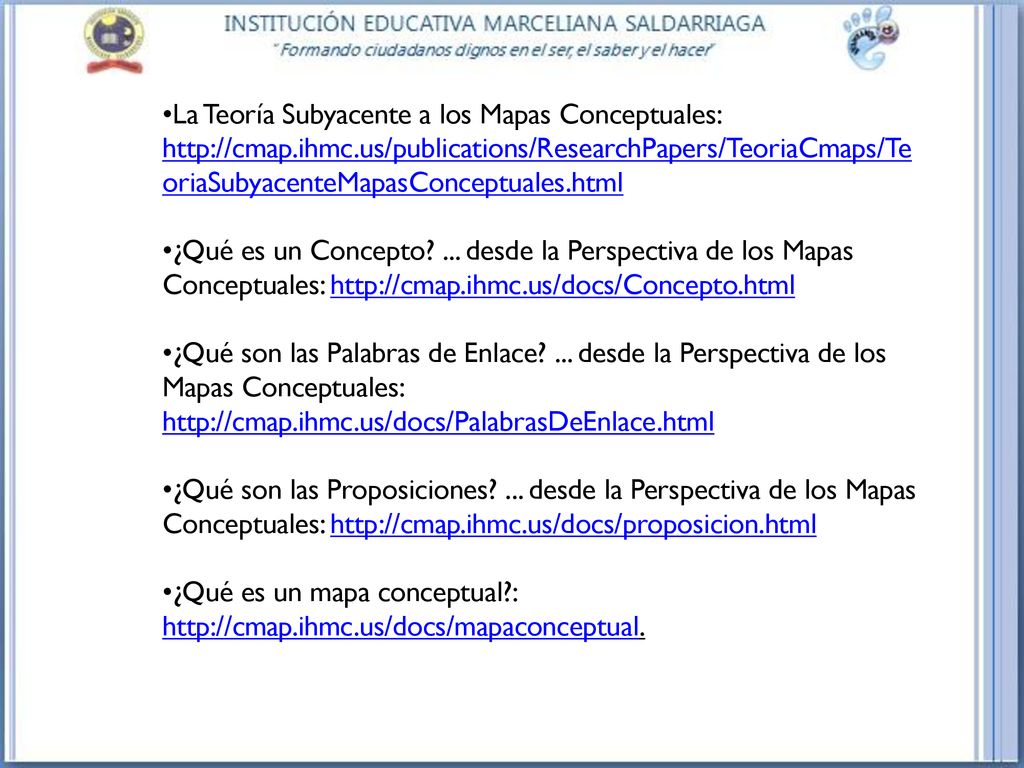 La Teoría Subyacente a los Mapas Conceptuales:   ihmc