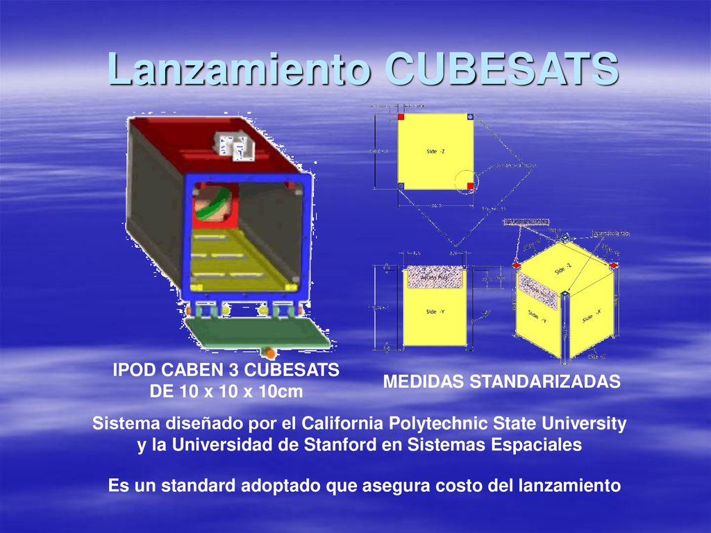 Lanzamiento CUBESATS IPOD CABEN 3 CUBESATS DE 10 x 10 x 10cm
