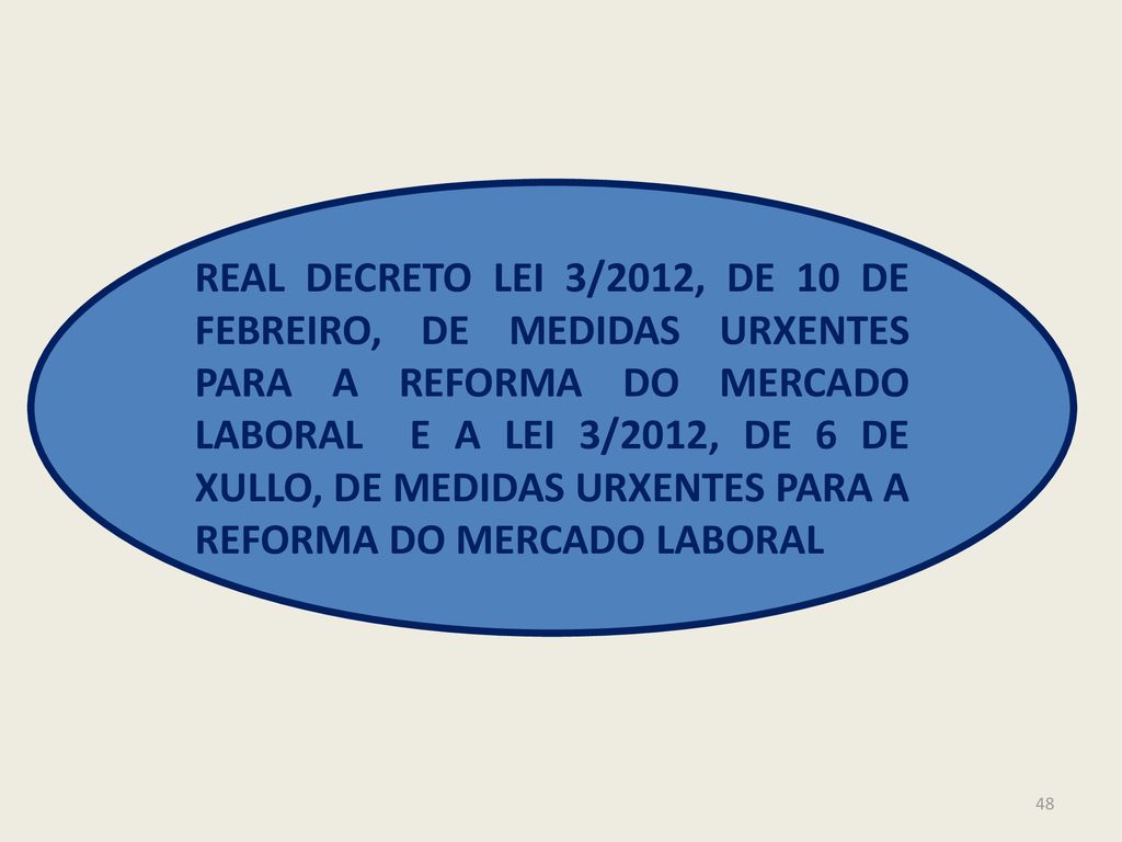 REAL DECRETO LEI 3/2012, DE 10 DE FEBREIRO, DE MEDIDAS URXENTES PARA A REFORMA DO MERCADO LABORAL E A LEI 3/2012, DE 6 DE XULLO, DE MEDIDAS URXENTES PARA A REFORMA DO MERCADO LABORAL