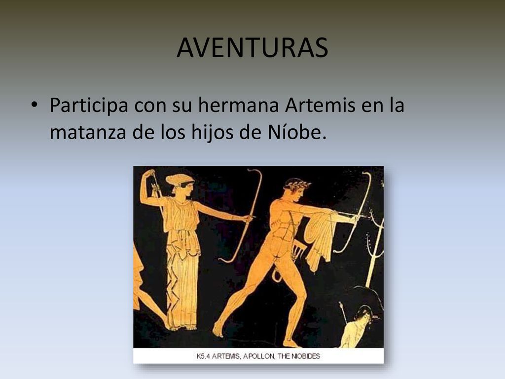 AVENTURAS Participa con su hermana Artemis en la matanza de los hijos de Níobe.