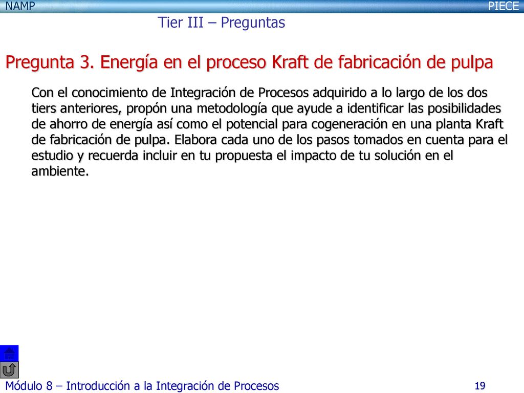 Pregunta 3. Energía en el proceso Kraft de fabricación de pulpa