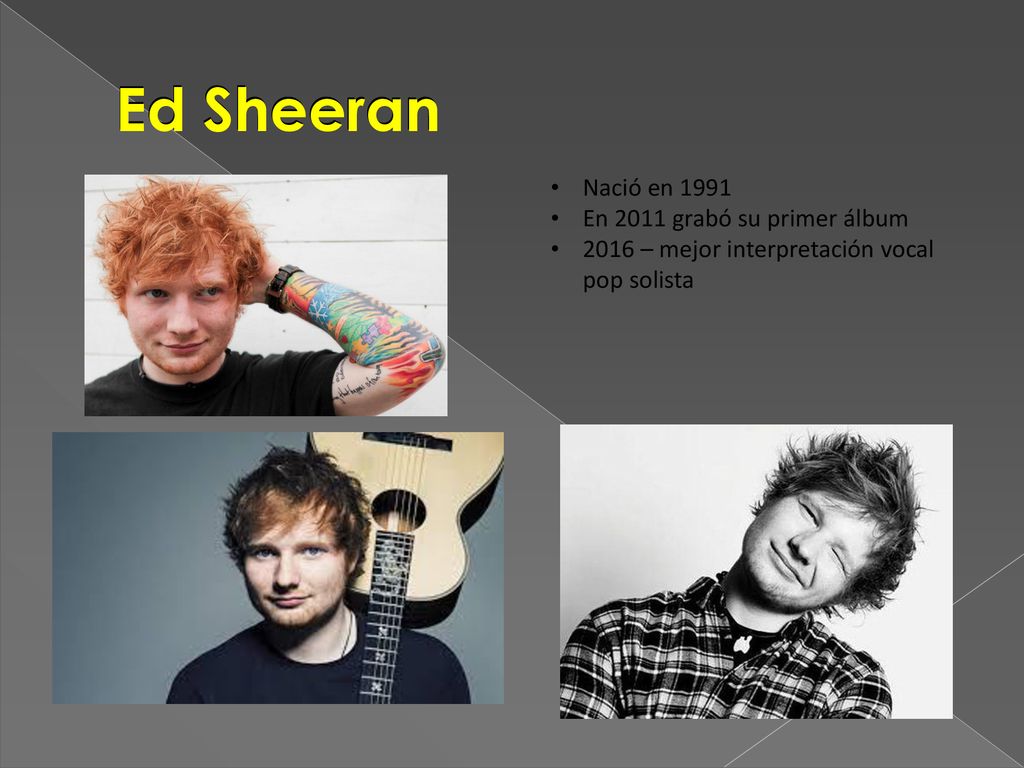 Ed Sheeran Nació en 1991 En 2011 grabó su primer álbum