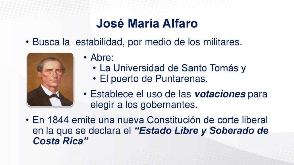 José María Alfaro Busca la estabilidad, por medio de los militares.