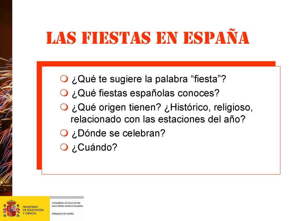 Las fiestas en España m ¿Qué te sugiere la palabra fiesta