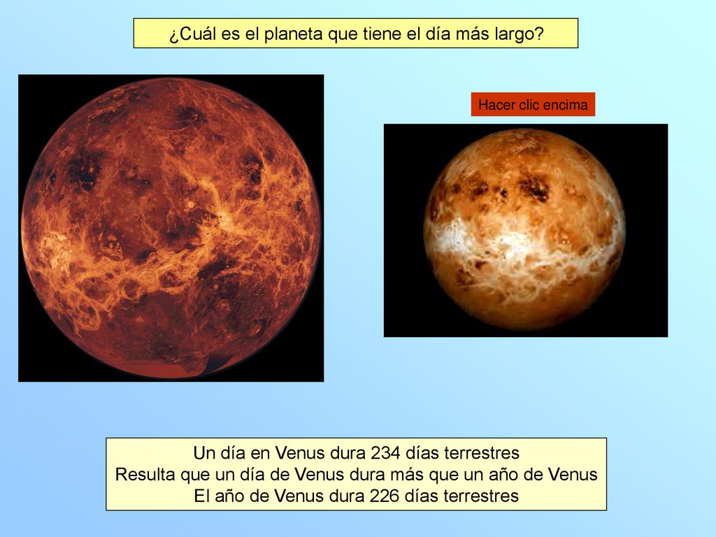 ¿Cuál es el planeta que tiene el día más largo
