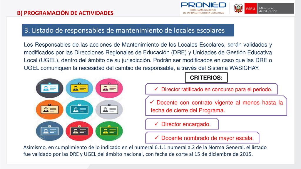 3. Listado de responsables de mantenimiento de locales escolares