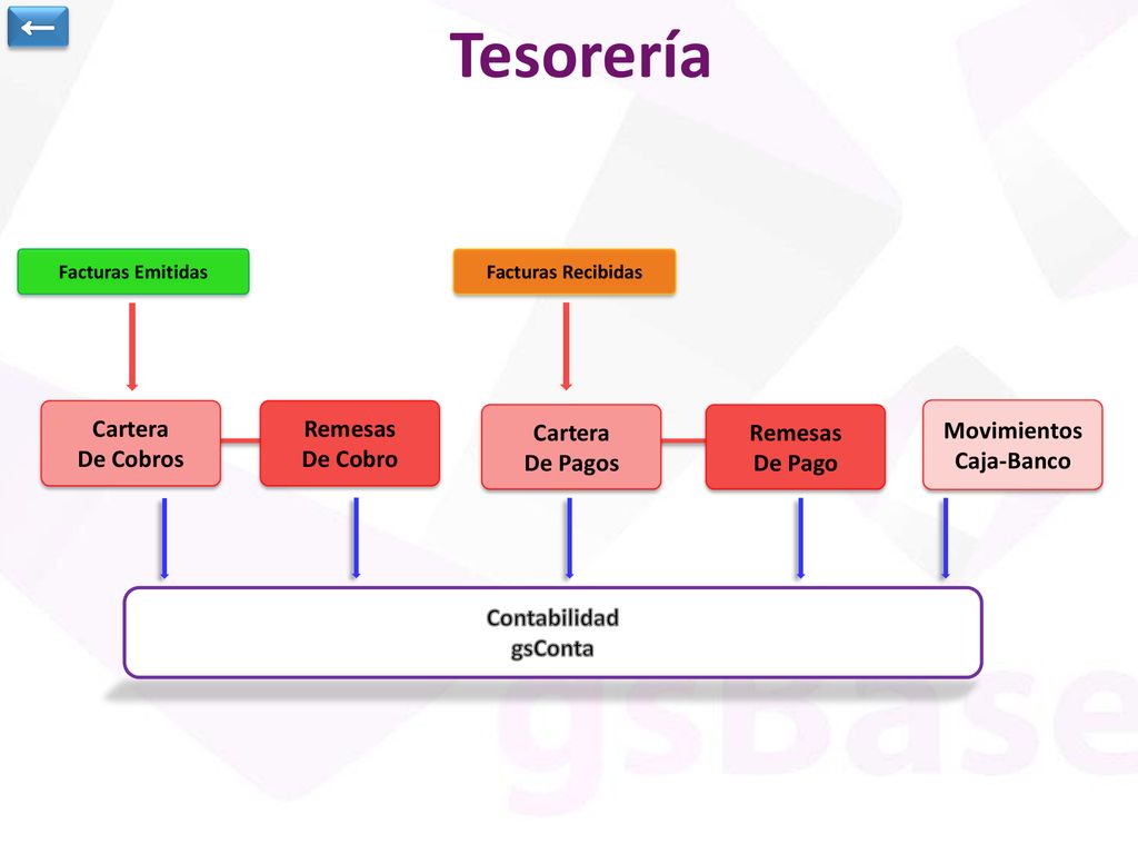 Tesorería ← Cartera De Cobros Remesas De Cobro Cartera De Pagos