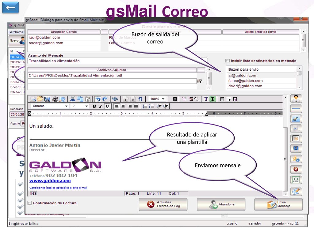 gsMail Correo ← Buzón de salida del correo