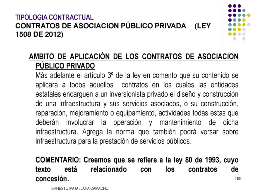 TIPOLOGIA CONTRACTUAL. CONTRATOS DE ASOCIACION PÚBLICO PRIVADA
