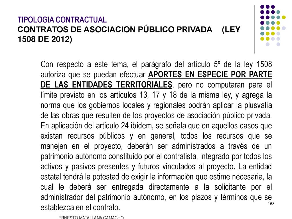 TIPOLOGIA CONTRACTUAL. CONTRATOS DE ASOCIACION PÚBLICO PRIVADA