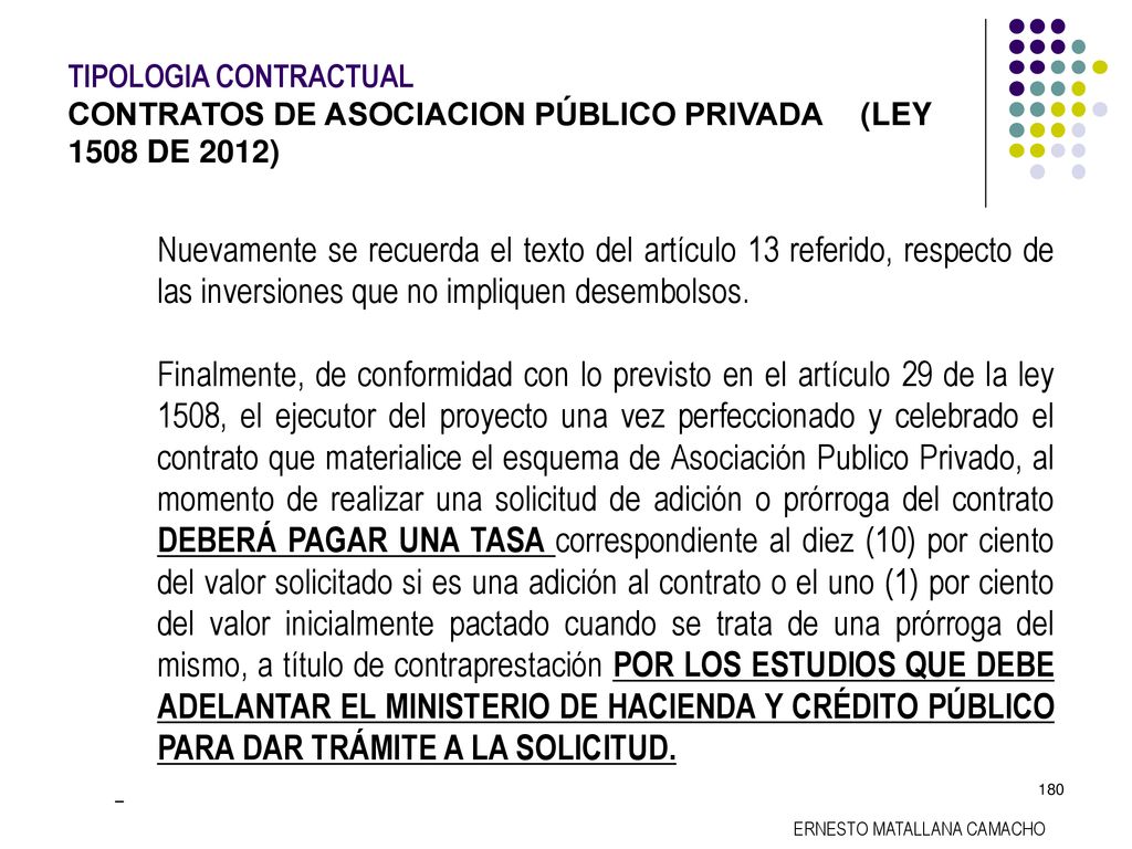 TIPOLOGIA CONTRACTUAL. CONTRATOS DE ASOCIACION PÚBLICO PRIVADA
