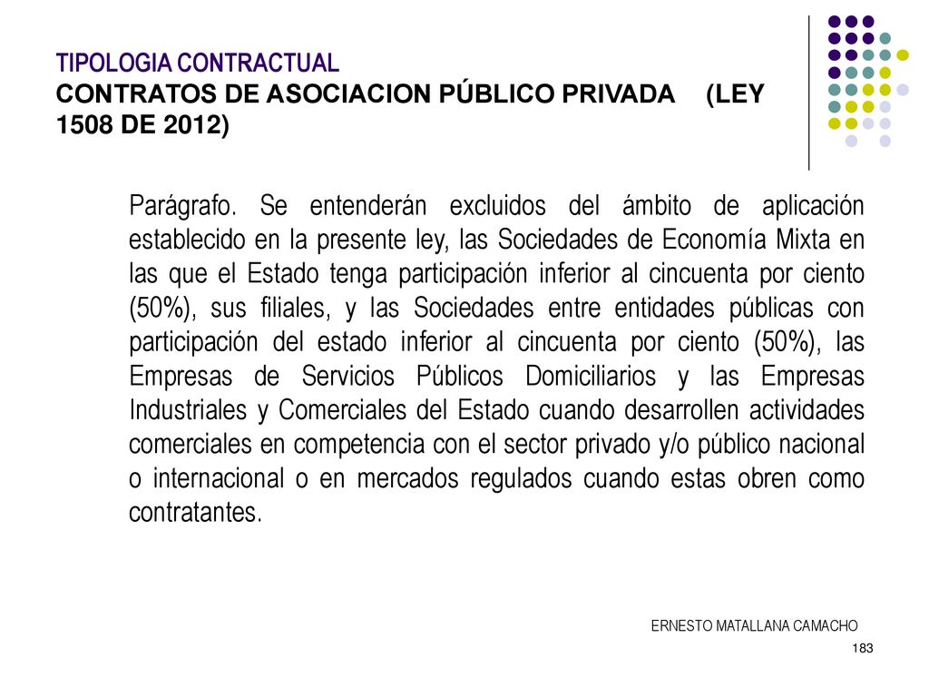 TIPOLOGIA CONTRACTUAL. CONTRATOS DE ASOCIACION PÚBLICO PRIVADA