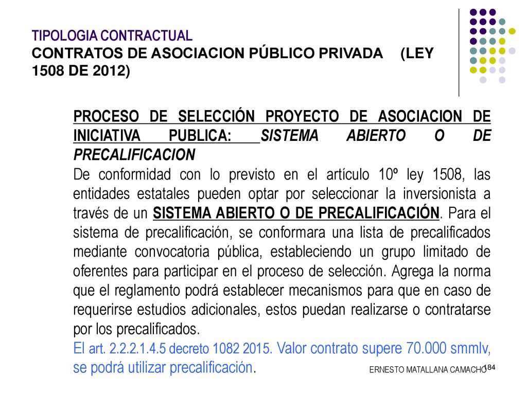 TIPOLOGIA CONTRACTUAL. CONTRATOS DE ASOCIACION PÚBLICO PRIVADA