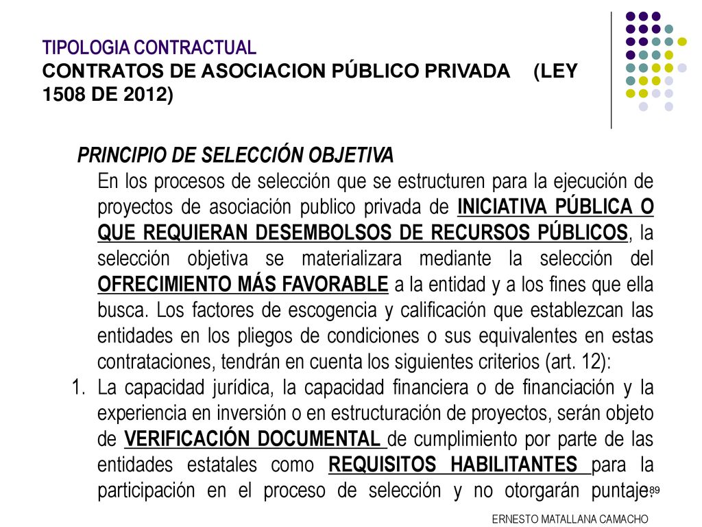 TIPOLOGIA CONTRACTUAL. CONTRATOS DE ASOCIACION PÚBLICO PRIVADA