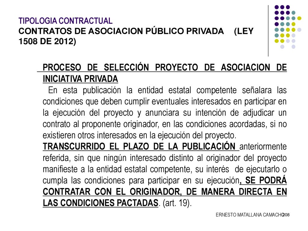 TIPOLOGIA CONTRACTUAL. CONTRATOS DE ASOCIACION PÚBLICO PRIVADA