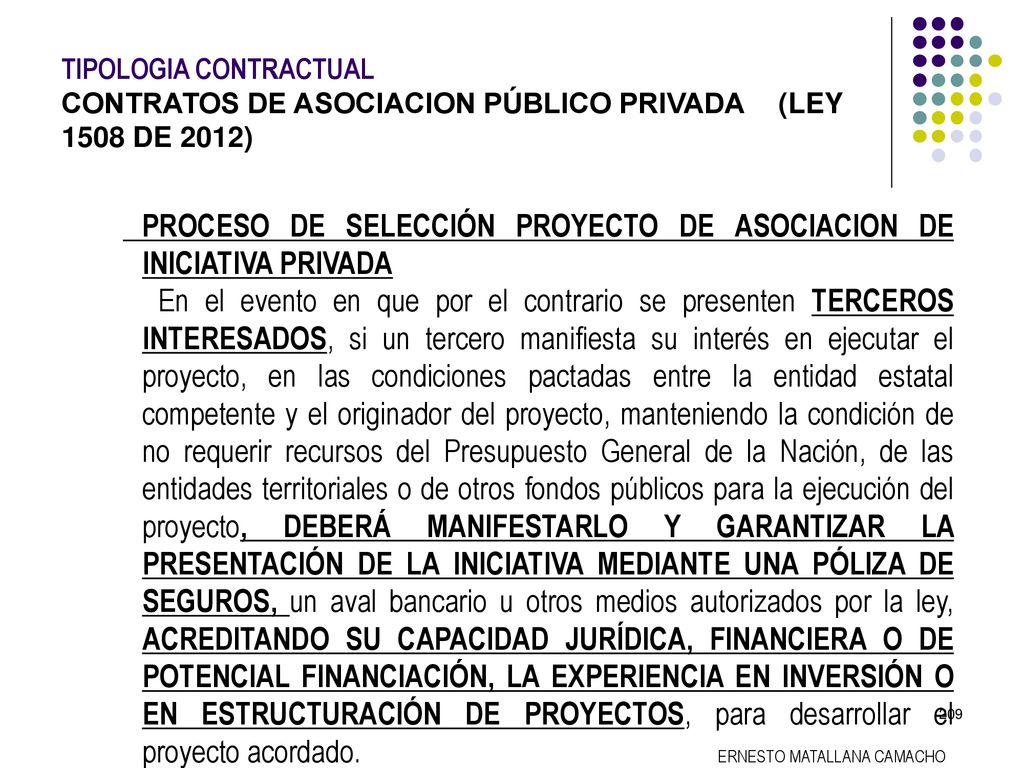TIPOLOGIA CONTRACTUAL. CONTRATOS DE ASOCIACION PÚBLICO PRIVADA