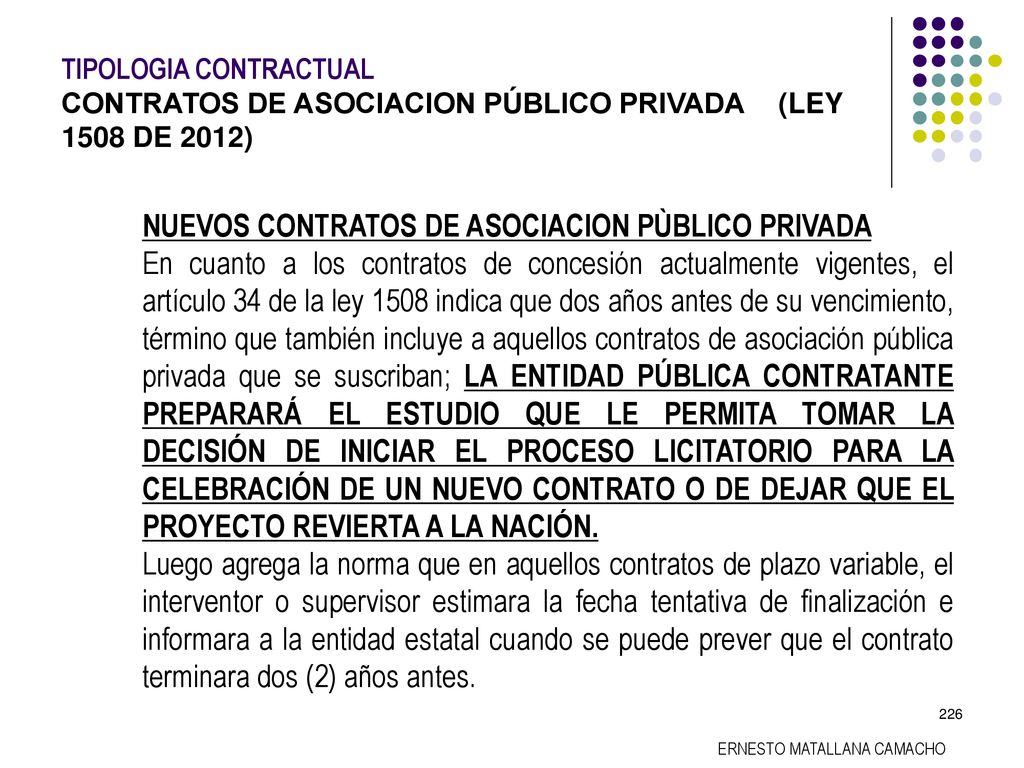 TIPOLOGIA CONTRACTUAL. CONTRATOS DE ASOCIACION PÚBLICO PRIVADA