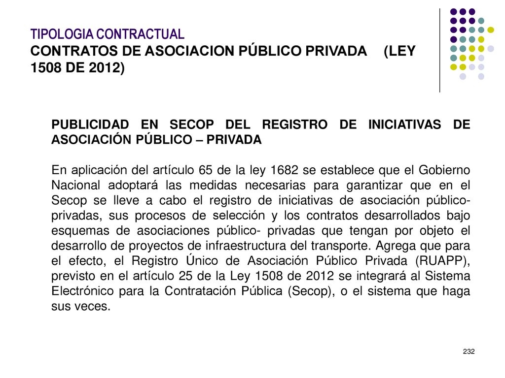 TIPOLOGIA CONTRACTUAL. CONTRATOS DE ASOCIACION PÚBLICO PRIVADA