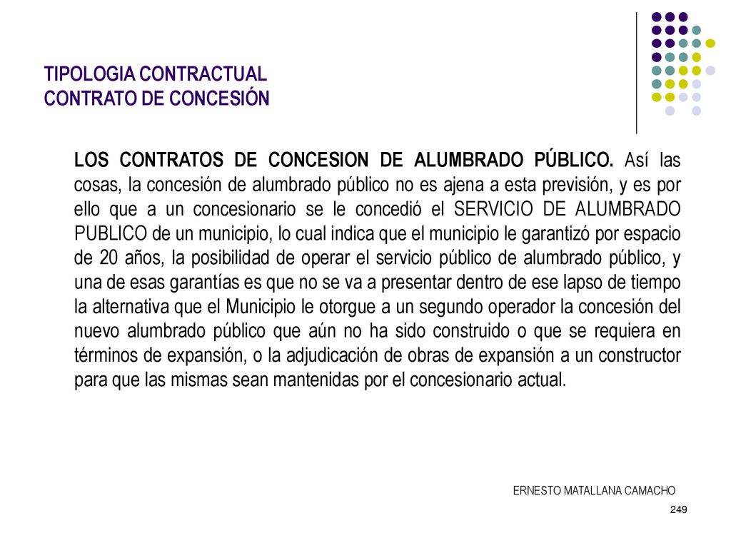 ERNESTO MATALLANA CAMACHO TIPOLOGIA CONTRACTUAL CONTRATO DE CONCESIÓN