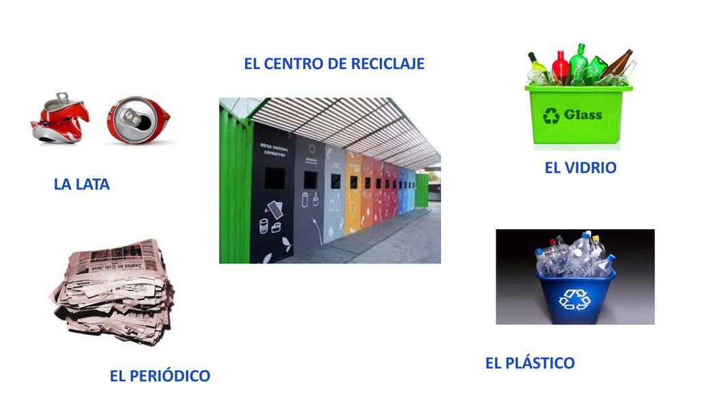EL CENTRO DE RECICLAJE EL VIDRIO LA LATA EL PLÁSTICO EL PERIÓDICO