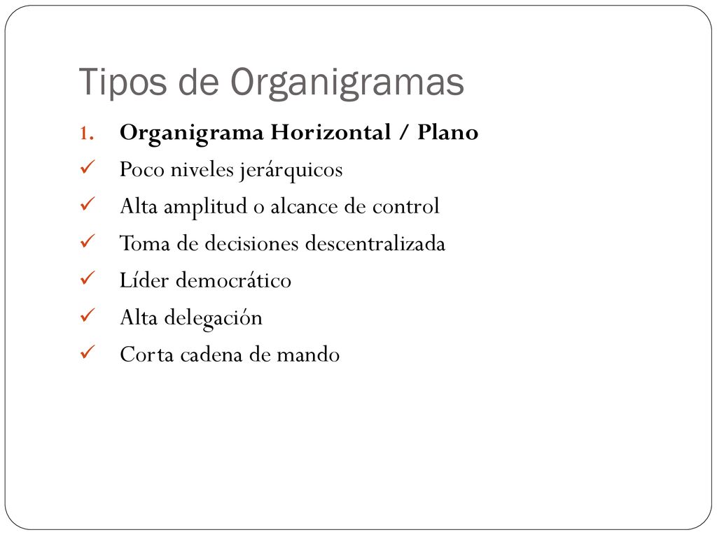 Tipos de Organigramas Organigrama Horizontal / Plano