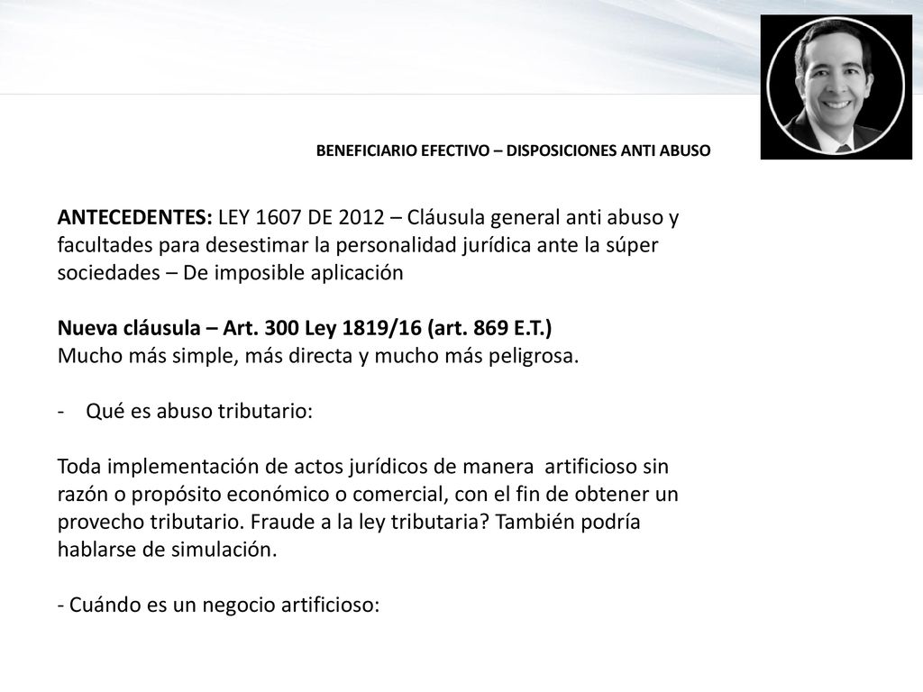 Nueva cláusula – Art. 300 Ley 1819/16 (art. 869 E.T.)