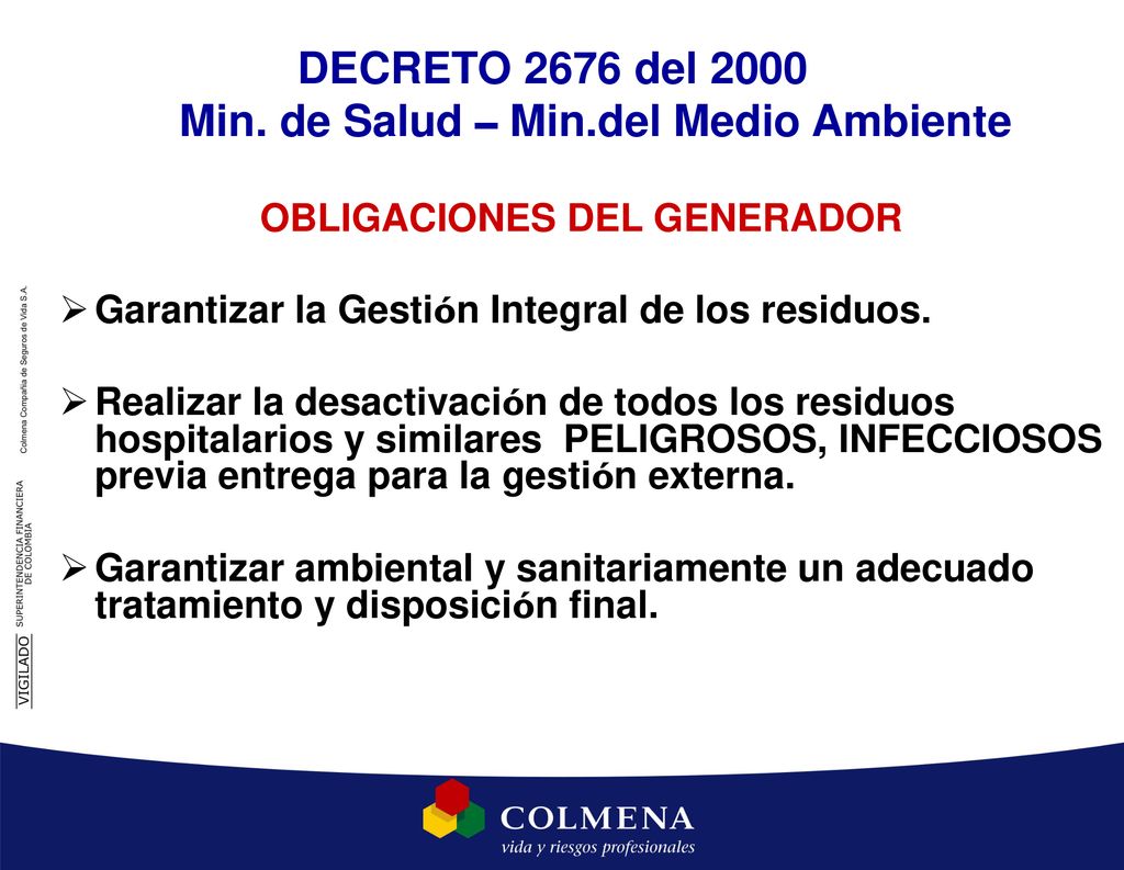 DECRETO 2676 del 2000 Min. de Salud – Min.del Medio Ambiente
