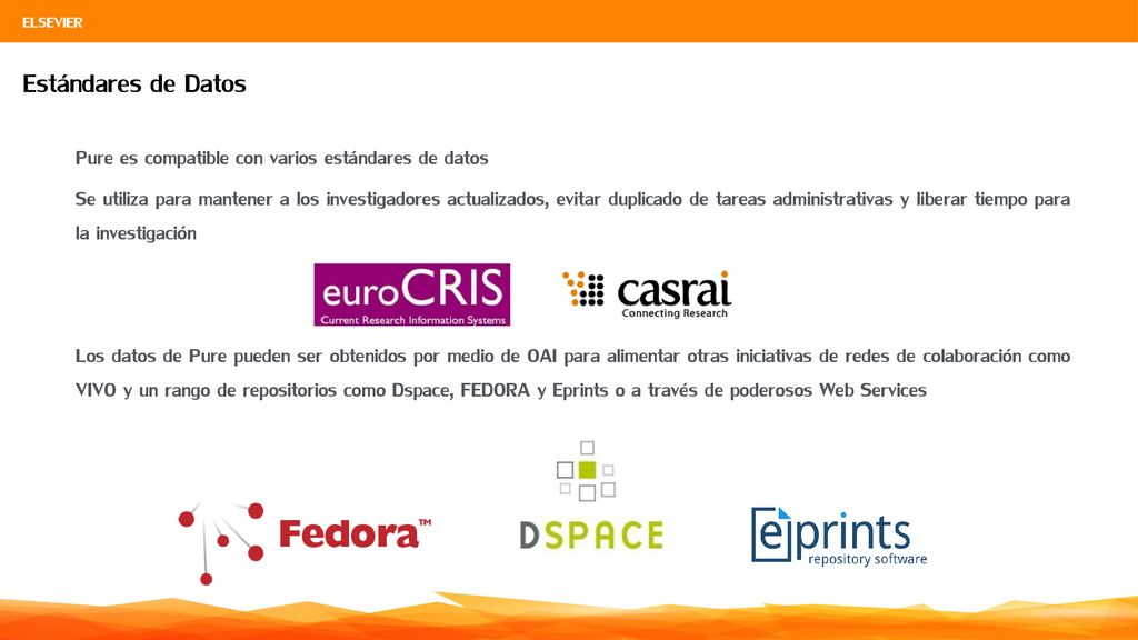 Estándares de Datos Pure es compatible con varios estándares de datos