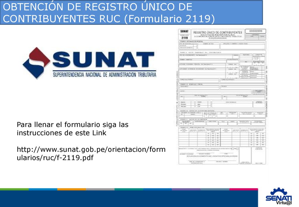 OBTENCIÓN DE REGISTRO ÚNICO DE CONTRIBUYENTES RUC (Formulario 2119)