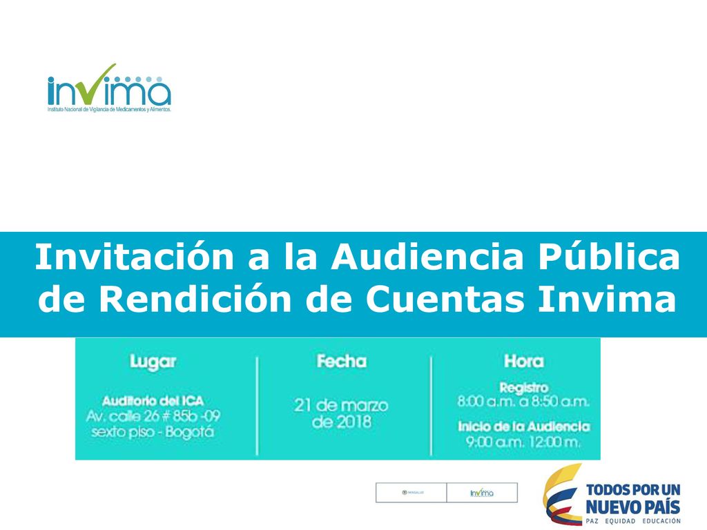 Invitación a la Audiencia Pública de Rendición de Cuentas Invima