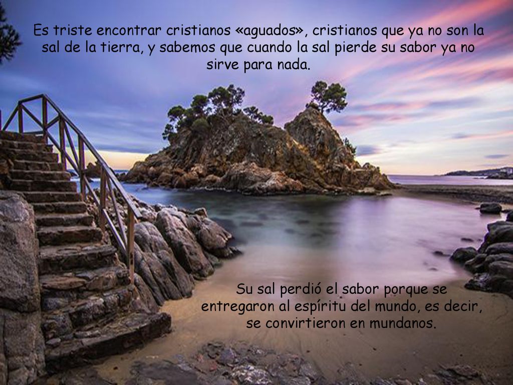 Es triste encontrar cristianos «aguados», cristianos que ya no son la sal de la tierra, y sabemos que cuando la sal pierde su sabor ya no sirve para nada.