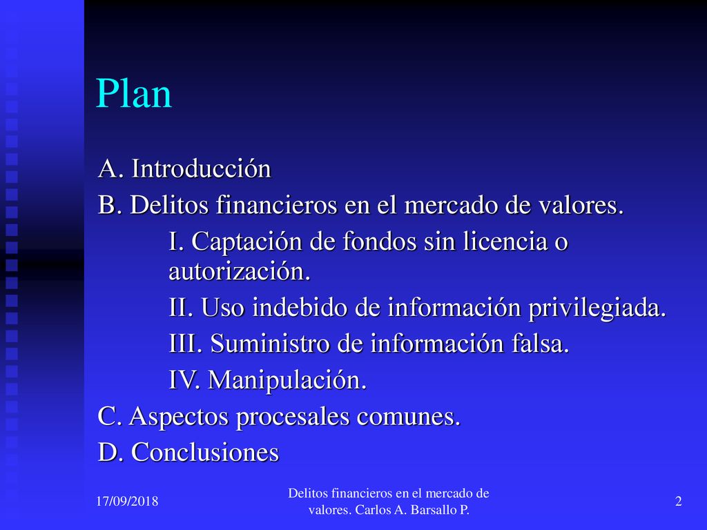 Delitos financieros en el mercado de valores. Carlos A. Barsallo P.