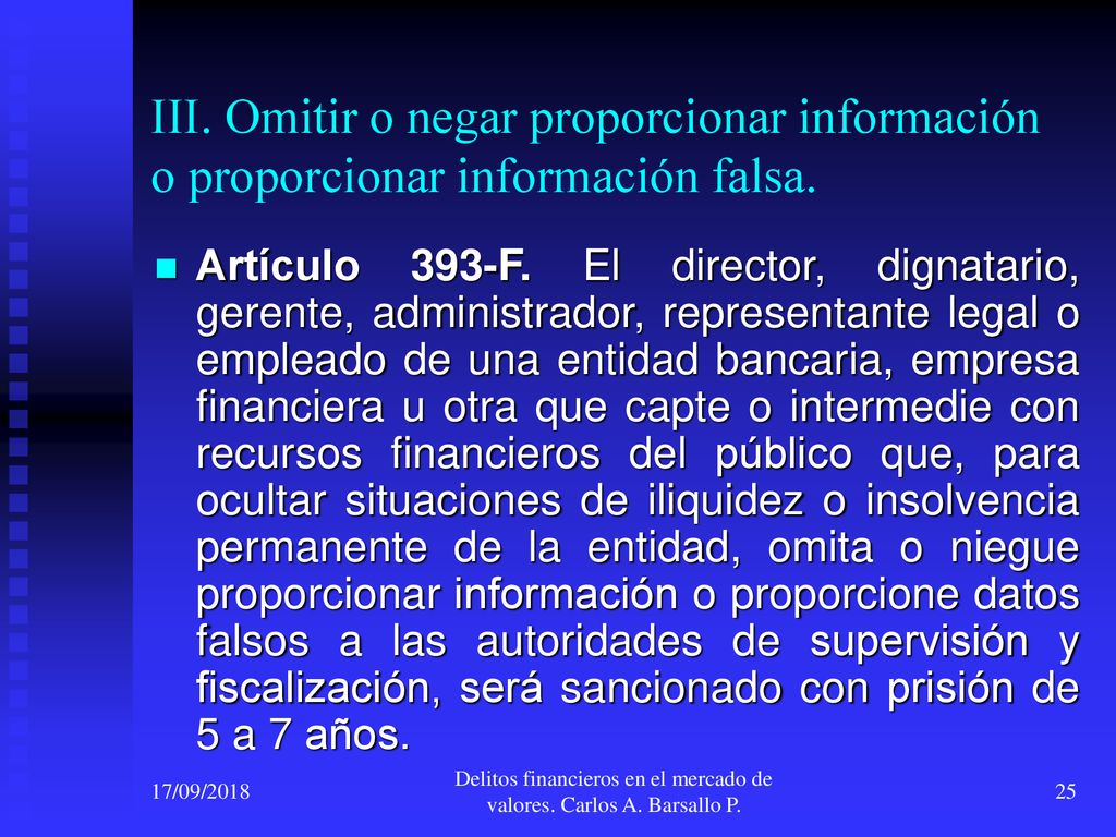 Delitos financieros en el mercado de valores. Carlos A. Barsallo P.