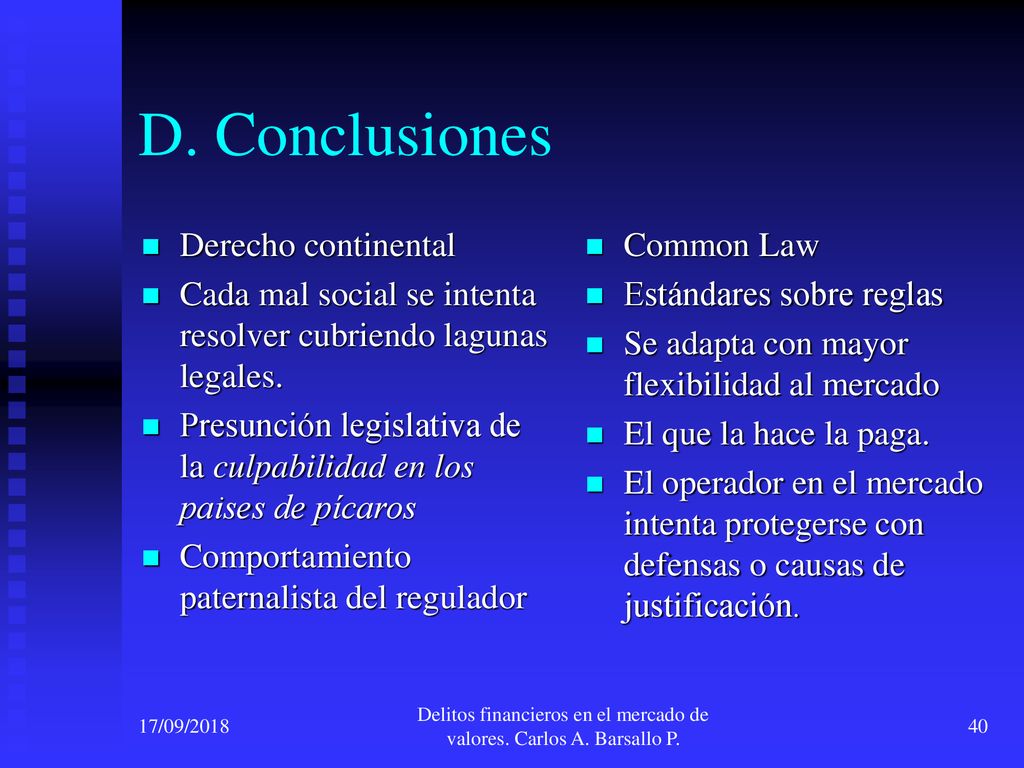 Delitos financieros en el mercado de valores. Carlos A. Barsallo P.