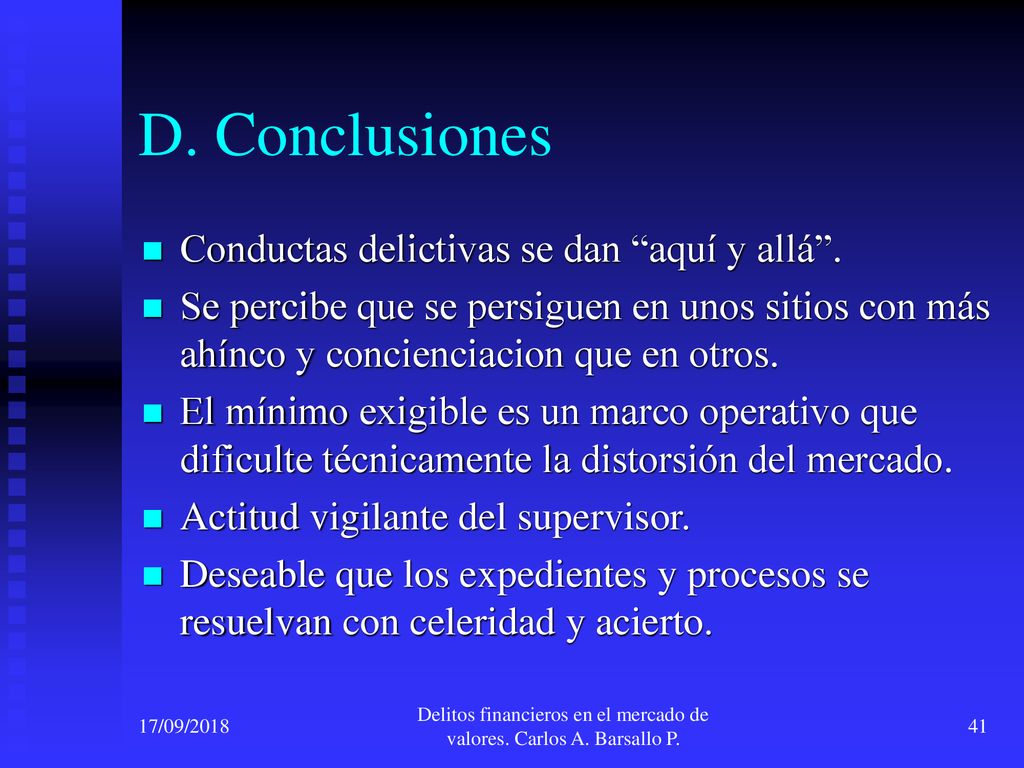 Delitos financieros en el mercado de valores. Carlos A. Barsallo P.